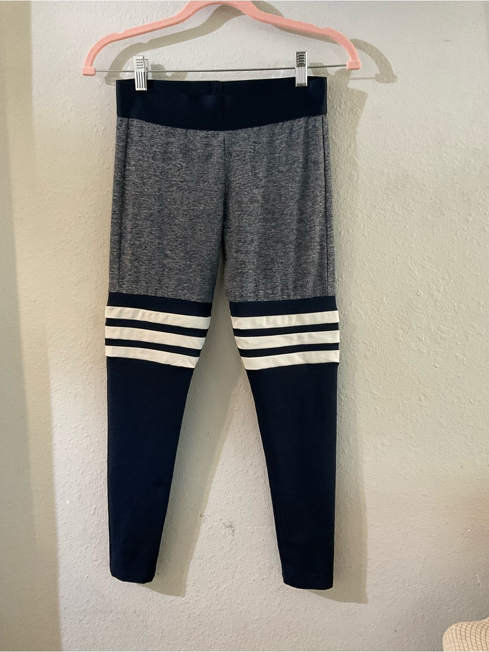 Bombshell Sportswear Navy, Grey & White Striped Leggings
